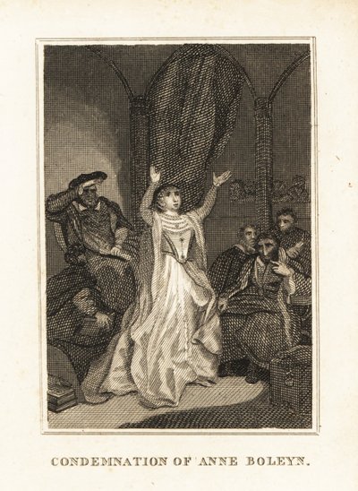 Anne Boleyn, jota Henrik VIII syytti aviorikoksesta vuonna 1536. 1836 (kaiverrus) tekijältä Unbekannter Künstler