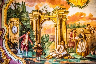 Arcadia-huone Domenico Carellan freskoilla, Palazzo Ducale, Martina Franca, Apulia, Martina Franca, Apulia, Italia, Eurooppa (kuva) tekijältä Unbekannter Künstler