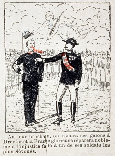 Armeija antaa raitoja kapteeni Dreyfusille, noin 1906 (piirros). tekijältä Unbekannter Künstler