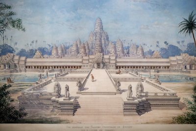 Aasian sivilisaatioiden museo, Angkor, Kambodžan pyhään kaupunkiin tutustuminen, Louis Delaporten ja Henri Deverinin näkymä Bayonin itäiselle julkisivulle, Singapore, 2018 (kuva) tekijältä Unbekannt