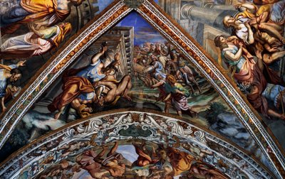 Raamatun kohtauksia, freskoja (1700-luku) Pyhän Bartolomeuksen katedraalin holvilta, Lipari, Liparisaaret (UNESCOn maailmanperintöluettelo, 2000), Sisilia, Italia tekijältä Benjamin Baud