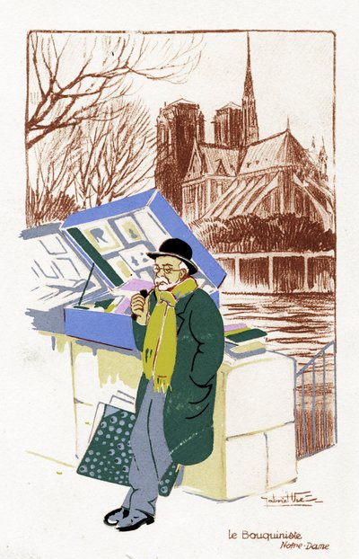 Kirjamyyjä ("Le Bouquiniste"), Pariisi, noin 1900. tekijältä Unbekannter Künstler