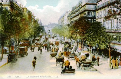 Boulevard Montmartre, Pariisi, noin 1900 tekijältä Unbekannter Künstler