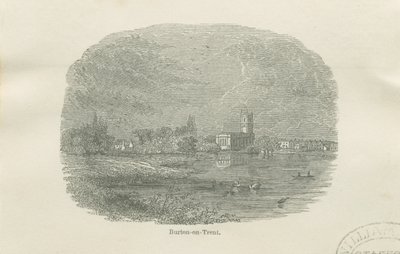 Burton-upon-Trent - Vanha kirkko: vinjetoitu puupiirros ja [?1800-luku] tekijältä Unbekannt
