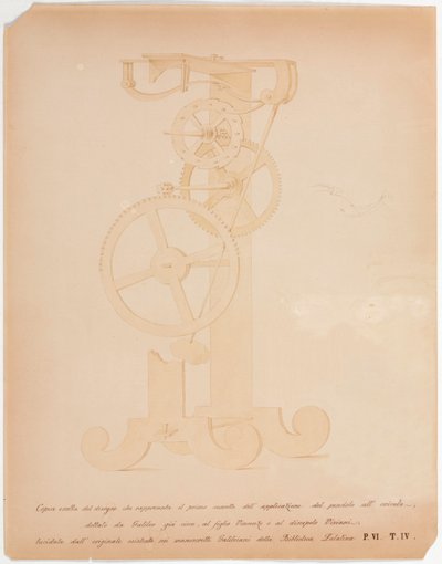 CLOCKS, YLEINEN Piirustus Galileon ehdottamasta heilurisovelluksesta, c 1642 tekijältä Unbekannt