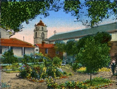 Kalifornia: San Buena Venturan lähetystö ja puutarha tekijältä Unbekannter Künstler