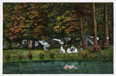 Leirintäalue Yhdysvalloissa, n.1910 (painokuva) (printti) tekijältä Unbekannter Künstler