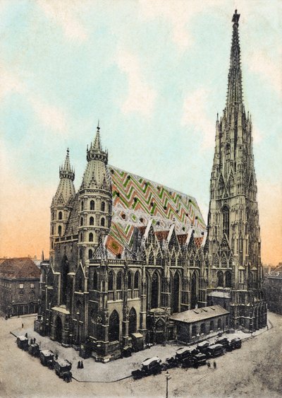 Pyhän Tapanin katedraali ja metropoliittinen seurakuntakirkko, Wien 1800-luvun loppu/2000-luvun alku (postikortti) tekijältä Unbekannter Künstler