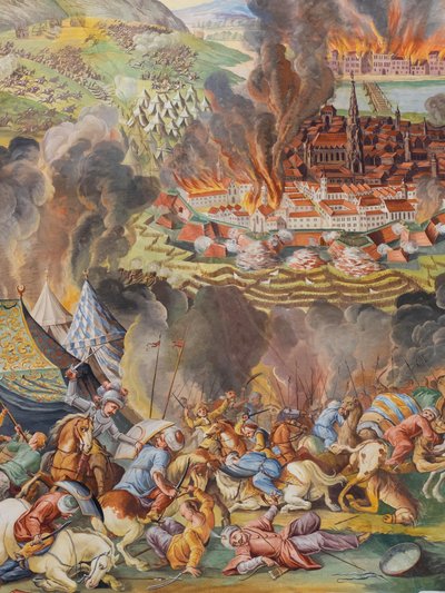 Kattofresko Pyhän Katariinan kirkon sivukäytävässä, Wienin purkaminen 1683, Habsburgien mausoleumi, Graz, Steiermark, Itävalta, Eurooppa (kuva) tekijältä Unbekannter Künstler