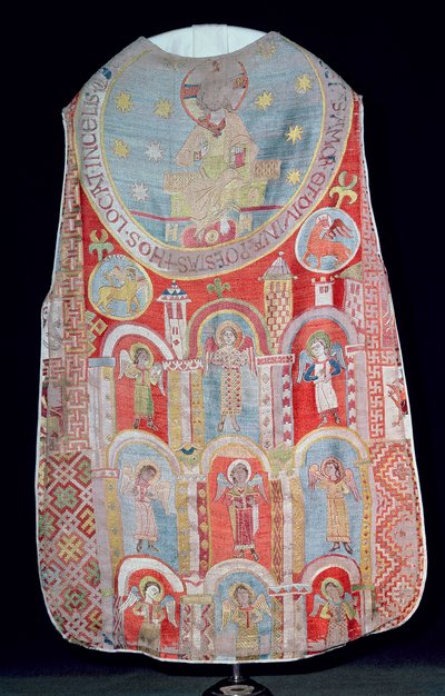 Chasuble Goessin luostarista Steiermarkista, osa kuuluisaa paavisarjaa, "Gosser Ornat", 1200-luvun puolivälissä (pellavapohja peitetty silkkikirjontalla) tekijältä Unbekannt