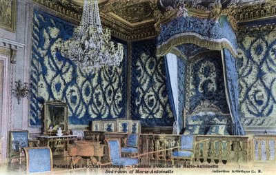 Chateau de Fontainebleau: Kuningatar Marie Antoinetten (1755-1793) makuuhuone - Postikortti 1800-luvun lopusta - 1900-luvulle tekijältä William M. Timlin