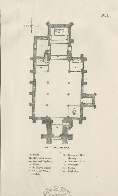 Cheadle - St. Giles Church: puukaiverrus ja [1800-luku] tekijältä Unbekannt