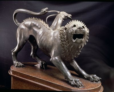 Arezzon chimaera tai Bellerophonin haavoittama Chimaera, etruski, 380-360 eKr. (pronssi) tekijältä Unbekannt