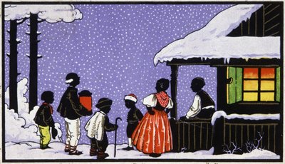 Joulujuhla kylässä Itävallassa, n.1910 (postikortti). tekijältä Unbekannter Künstler