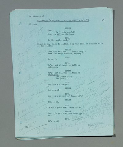 Kokoelma löyhästi tarkistettuja käsikirjoitusarkkeja Marilyn Monroen viimeisestä ja keskeneräisestä elokuvasta "Something