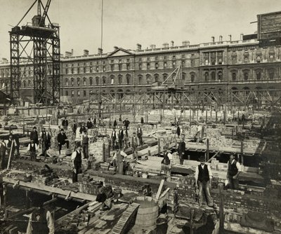 Uusien hallituksen toimistojen rakentaminen, Great George Street, Westminster, Lontoo, 24. syyskuuta 1902, Iso-Britannia (m/v kuva) tekijältä Unbekannter Künstler