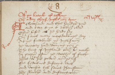 Kopio Chronicle Andrew of Wyntoun, Fol 325 verso, yksityiskohta, n. 1550 (muste paperille) tekijältä Unbekannt
