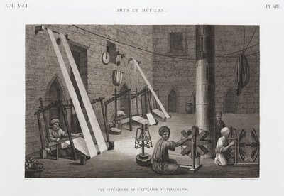 Puuvilla ja silkki, Weaving Weaverin työpaja, Egypti, n. 1798 tekijältä Unbekannt