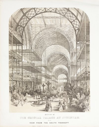 Crystal Palace, Suuren Näyttelyn jälkeinen Näkymä South Transeptilta, Crystal Palace, Sydenham tekijältä Unbekannt
