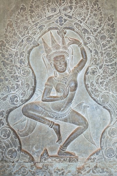 Relevo Apsara dançante na parede externa ocidental, Angkor Wat, Camboja (foto) finlandês tekijältä Unbekannter Künstler