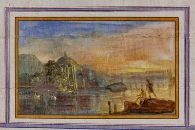 Yksityiskohta koristeesta, joka kuvaa maisemaa, punaista huonetta, kuninkaallista asuntoa, kuninkaallista palatsia tai Palazzo dei Normannia (Normaanien palatsi), Palermo, Sisilia, Italia (kuva) tekijältä Unbekannter Künstler