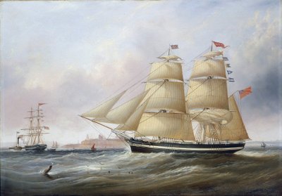 Kaksoiskuva veneestä "Mary Ann", joka on kuvattu Tyne-joen suulla (tai Tinea, Englanti). Öljy kankaalle tekijältä Unbekannter Künstler