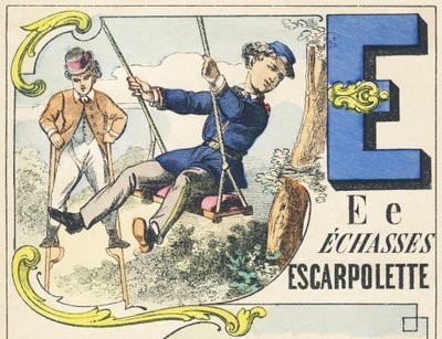 E : echasses, escarpolette - Games Alphabet, n. 1890 (kuva) tekijältä Unbekannt