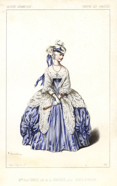 Englantilainen näyttelijätär Madame Paul Ernest markiisina elokuvassa Gentil Bernard, ou L