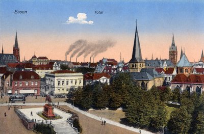 Essen, Saksa - Näkymä kaupungin keskustasta, 1900-luvun alussa (postikortti) (postikortti) tekijältä Unbekannter Künstler