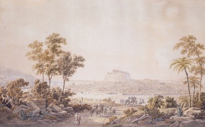 Figuurit lähestyvät Ateenan kaupunkia, Kreikka, n. 1800 tekijältä Unbekannt