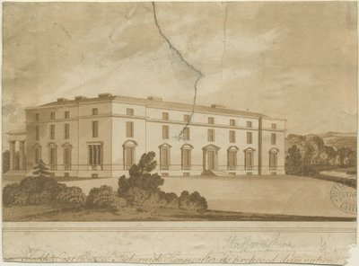 Fisherwick Hall: akvatintakaiverrus ja [?1800-luku] tekijältä Unbekannt