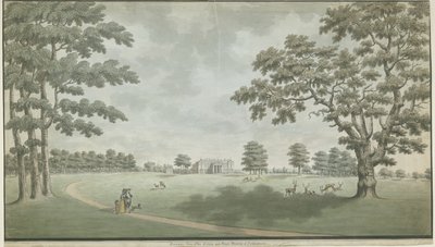 Fisherwick Hall: akvarellimaalaus, nd [1786] tekijältä Unbekannt