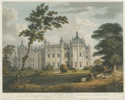 Forton - Aqualate Hall: sävytetty akvatintakaiverrus, nd [c 1814] tekijältä Unbekannt