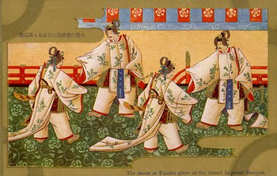 Fuzoku-tanssia suuressa keisarillisessa juhlaillallisessa, Japani tekijältä Unbekannter Künstler