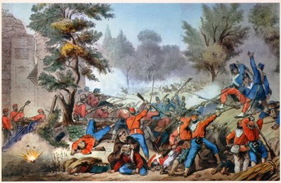 GARIBALDINI AT THE SESSA COMBAT 1860 (tulostus) tekijältä Unbekannter Künstler