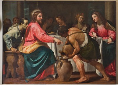 Genova, Duomo (Pyhän Laurentiuksen katedraali), sisällä, kastekappeli (entinen Pyhän Johannes Vanhan kirkko): "Häät Canassa", kirjoittanut Domenico Fiasella tekijältä Unbekannter Künstler