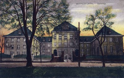 Saksa, Wipperfurth: 1910-1911 rakennetun "Altes-seminaarin" ulkokuva - Postikortti 1900-luku tekijältä Unbekannt
