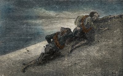 Giacomo Casanova ja Marin Balbi pakenevat Venetsian Prison des Plombsista kaivamalla tunnelin selliin tekijältä Unbekannter Künstler