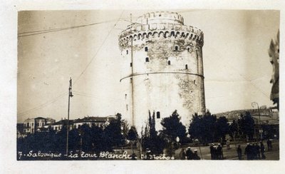 Kreikka, Saloniki (tai Thessaloniki): näkymä Valkoisesta tornista - Postikortti 1914-1918 tekijältä William M. Timlin