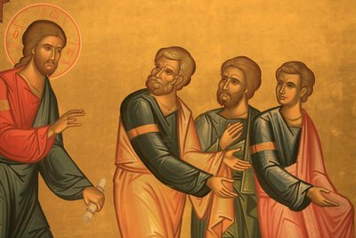 Kreikan ortodoksisen kirkon fresko: Kristus kirkastumisensa jälkeen Thessalonique Grece tekijältä Unbekannt