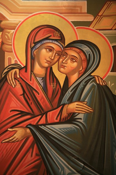 Kreikan ortodoksinen ikoni, joka kuvaa Visitation Thessalonique Grecea tekijältä Unbekannt