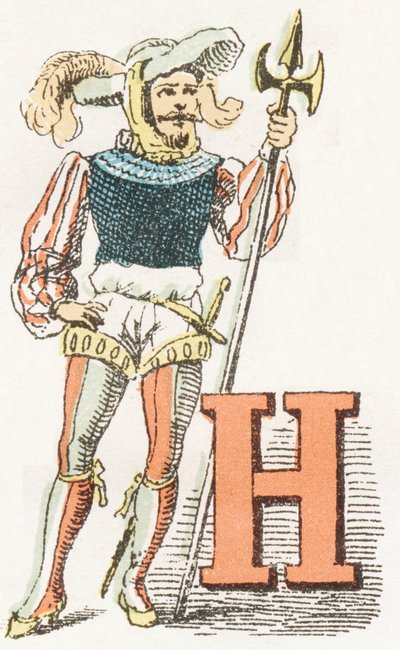 H - Halberdier - Childish Alphabet, Editions Gordinne 1920 (kaiverrus) tekijältä Unbekannt