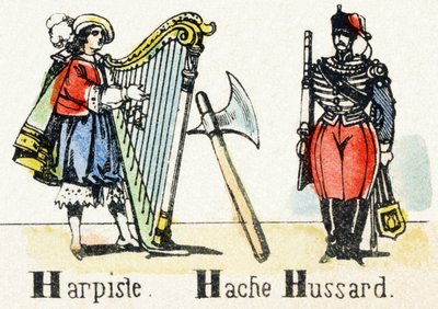 H - Harpist Axe Hussar - Aakkoset - lasten viihdettä - Image epinal, suosittu sarja n.1890 (kuva) tekijältä Unbekannt