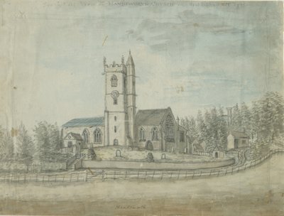 Handsworthin kirkko: akvarellimaalaus, 1769 tekijältä Unbekannt