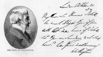 Arthur Wellesleyn käsiala ja allekirjoitus tekijältä Unbekannt