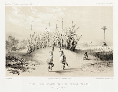 Carajas-intiaanien päähinetemppeli, Brasilia, n. 1843-1847 tekijältä Unbekannt