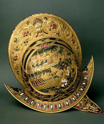 Kaarle IX:n (1550-74) kypärä 1500-luvulta (kulta ja emali) tekijältä Unbekannt