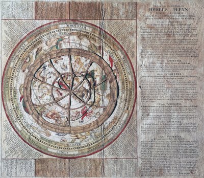 Hemels Pleyn Plani Caelestis, taivaanpallo, jossa on astrolabia, noin 1680, Johannes van Keulen (1654-1715), kuparikaiverrus, julkaistu Amsterdamissa tekijältä William M. Timlin