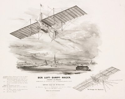 Hensonin "Aerial Steam Carriage", n. 1842 tekijältä Unbekannt