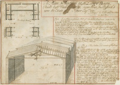 Vinkkejä - Barn on the Floyer Estate: kynäpiirros, 25. huhtikuuta 1733 tekijältä Unbekannt
